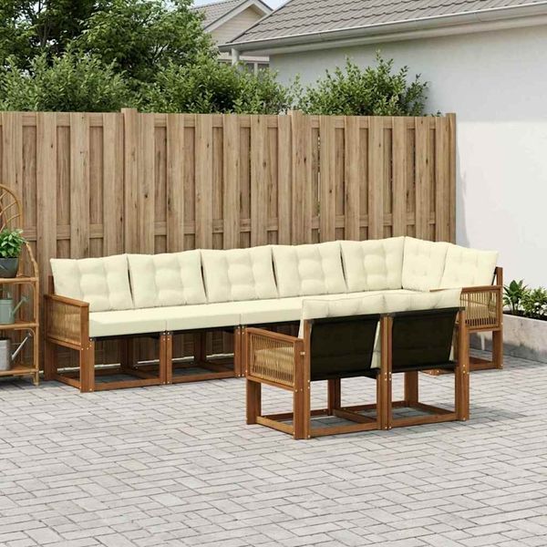 vidaXL Outdoor-Sofagarnitur mit Kissen 8 pcs Natur und Creme 3382034