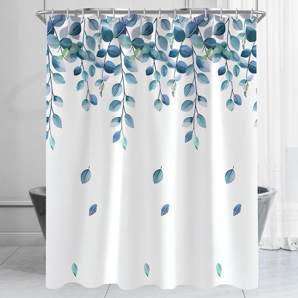 Duschvorhang 220x200cm Grün Blätter Pflanze Wasserabweisend mit Beschwerter Saum