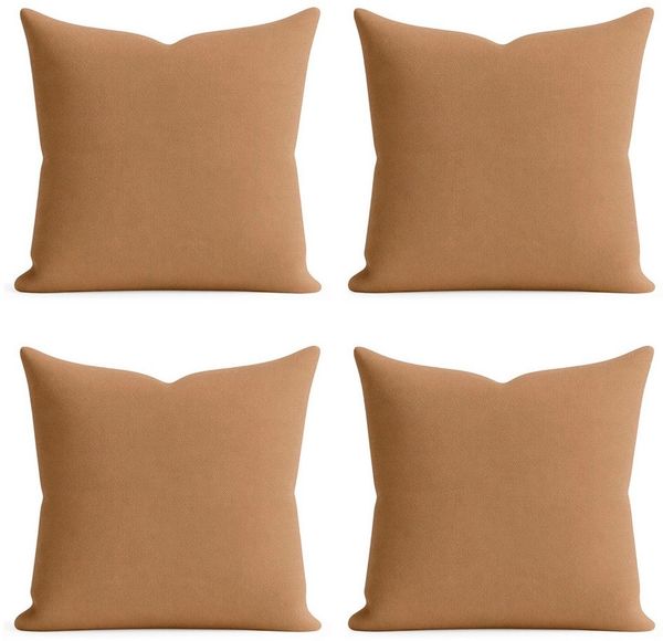 matches21 HOME & HOBBY Kissenbezüge 4er Set Kissenhülle 40x40 cm hellbraun pflegeleicht mit Reißverschluss, (4 Stück), Zierkissen-Bezüge einfarbig für Couch-Kissen mit Lotuseffekt