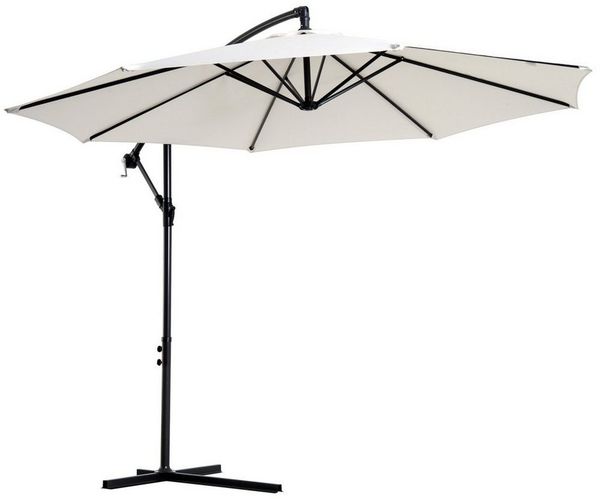 Outsunny Ampelschirm mit Handkurbel, Polyestergewebe, creme, 295 x 295 cm