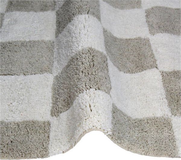 Kersten BV Badematte Kersten Badematte CHECKER taupe creme, 50x80cm, Höhe 1,5 mm, 100% Baumwolle