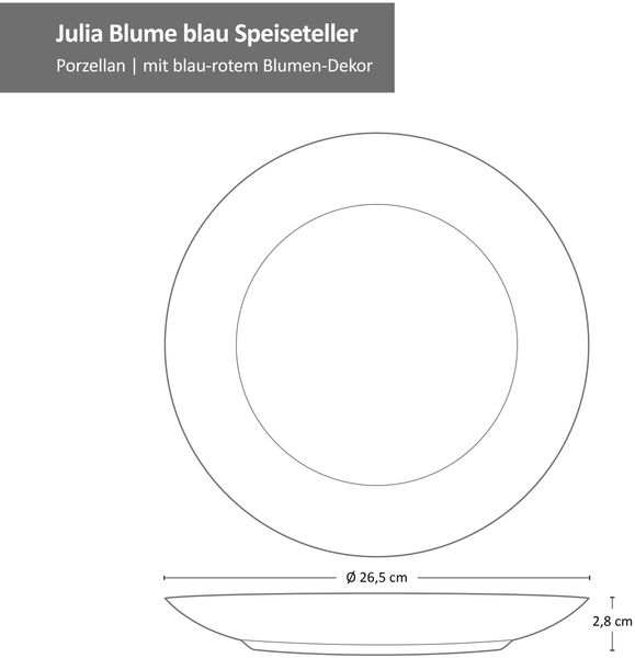 Ritzenhoff Julia Blume blau 4er Set Speiseteller Essteller Platte floral Blüten Bild 5