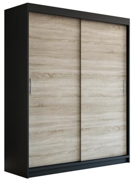 Schwebetürenschrank PAX 2-türig Schrank 180 cm (mit Spiegel) Farbe: Schwarz , sonoma