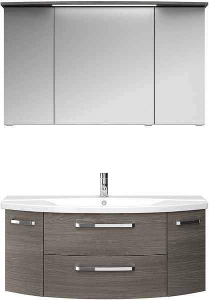 Saphir Badmöbel-Set Serie 4010 2-teilig Keramik-Waschtisch mit LED-Spiegelschrank, (Set), Badezimmer Set 122 cm breit, inkl. Türdämpfer, 5 Türen, 2 Schubladen