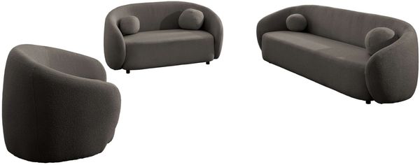 Sofa Set Capri in Boucléstoff - Boucle-Stoff - hellbraun