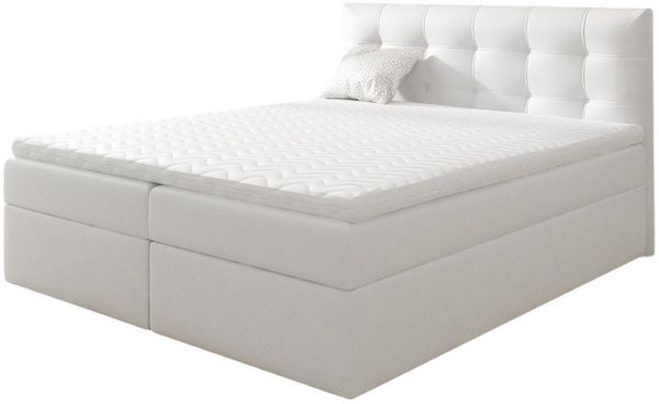 Fun Möbel Boxbett Schlafzimmerbett OVIEDO in Kunstleder (Gepolstertes Kopfteil und gepolsterte Bettkästen, Beidseitig aufklappbare Bettkästen), Inkl. Kaltschaumtopper und Bettkasten