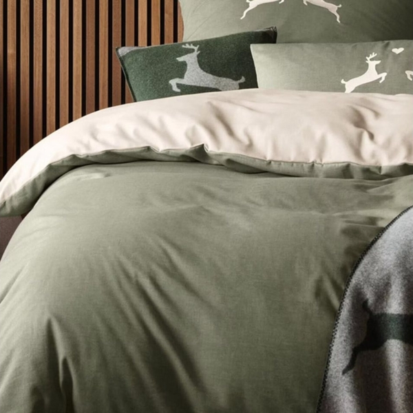 Elegante Bettwäsche Elegante Flanell Bettwäsche Alpenchic Hirsche 26010-4 Grün 135x200, Soft Flanell, 2 teilig, Hergestellt in Deutschland Bild 2