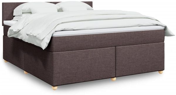 vidaXL Boxspringbett mit Matratze Dunkelbraun 180x200 cm Stoff 3289055