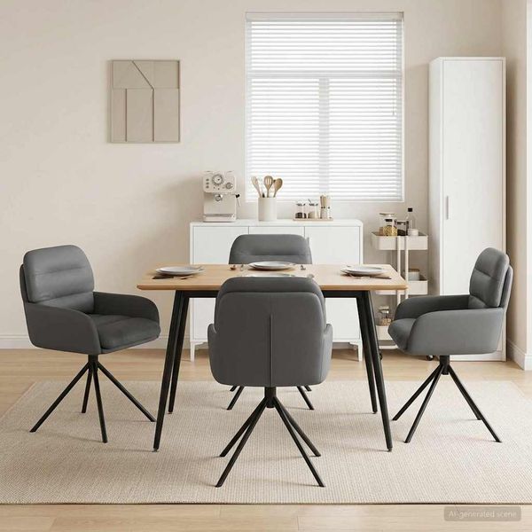 vidaXL Drehstuhl Esszimmer 4 pcs Kunstleder Grau 59 x 59,5 x 90 cm 3428259