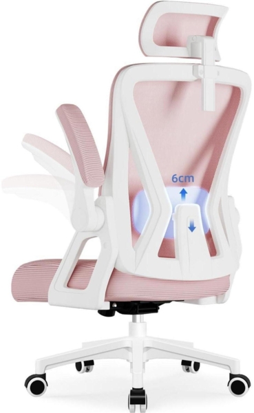 Ergonomischer Bürostuhl, Verstellbar, Wippfunktion, 150kg, Rosa