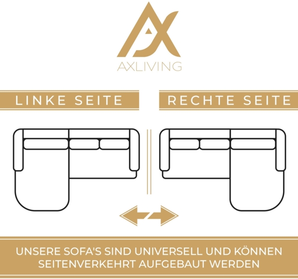 AX LIVING Sofa Klein mit Schlaffunktion Dolceo L Couch Hellgrau 226 cm Bild 6