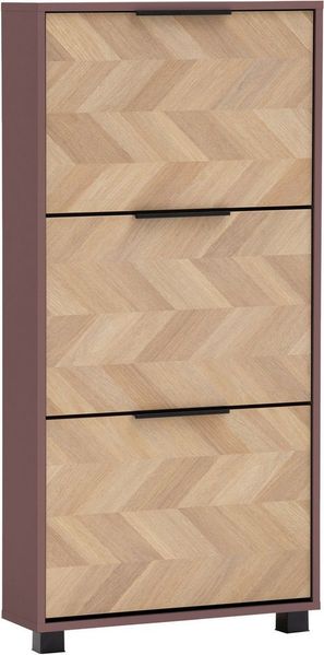 Schildmeyer Schuhschrank Schuhkipper Piazza 160857, Mauve/Fischgräten Dekor, 59,8 x 19,5 x 124,5 cm, platzsparend durch geringe Tiefe