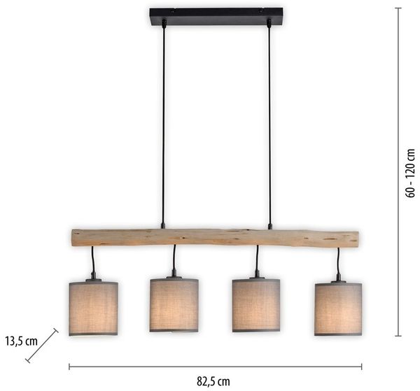 JUST LIGHT 15783-29 GREEN TRIBU Pendelleuchte taupe Stoffschirm 4-flammig Bild 8