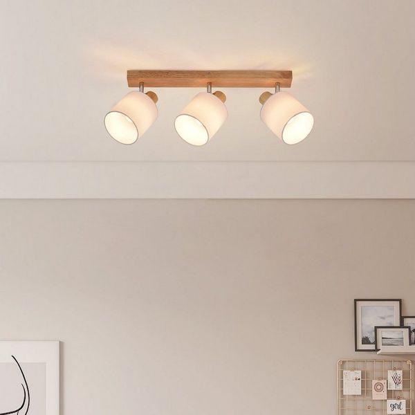 Nettlife Deckenstrahler 1/2/3/4 Flammig Vintage Holz Schwarz E14 Schwenkbar Deckenleuchte, Schwenkbar 350°, LED wechselbar, Wohnzimmer Schlafzimmer Küche Flur