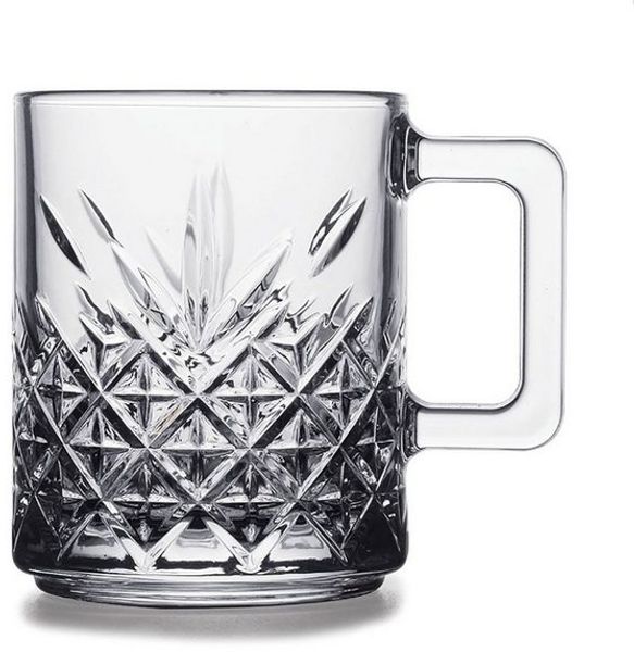 Pasabahce Timeless 2er-Gläser Set mit Henkel Teeglas Kaffeeglas Kristallglas-Optik Transparent 250ml Bild 3