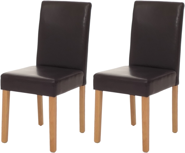 2er-Set Esszimmerstuhl Stuhl Küchenstuhl Littau ~ Kunstleder, braun, helle Beine
