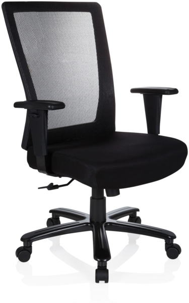 hjh OFFICE 738010 Bürostuhl XXL Extender Stoff Schwarz Drehstuhl bis 180kg belastbar, Netzrücken schwarz Bild 3