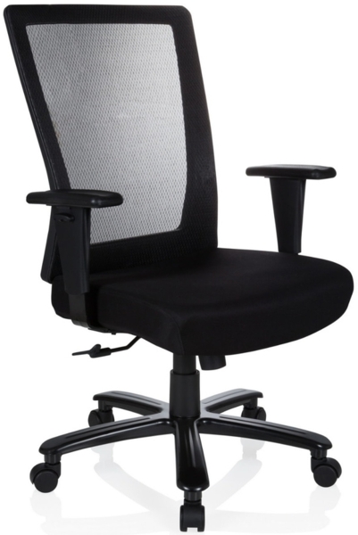 hjh OFFICE 738010 Bürostuhl XXL Extender Stoff Schwarz Drehstuhl bis 180kg belastbar, Netzrücken schwarz Bild 12