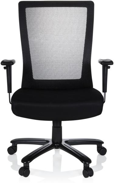 hjh OFFICE 738010 Bürostuhl XXL Extender Stoff Schwarz Drehstuhl bis 180kg belastbar, Netzrücken schwarz