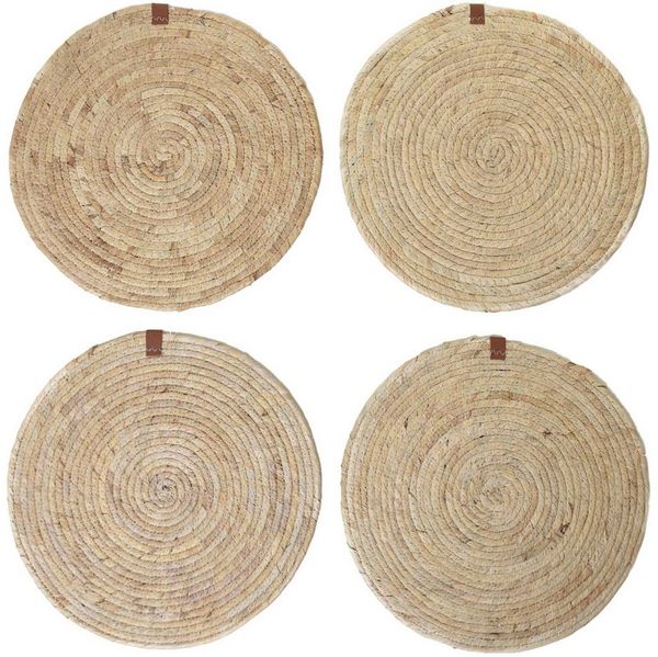 VIVANNO Platzset Maisblatt ILANA Rund - Natur Geflochten, (Set, 4-St), 35x0,50 cm