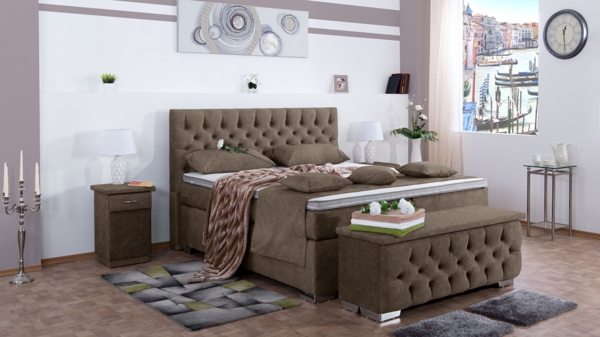 Meisterbetten Boxspringbett Acon 180x220 in DS-Sand, Matratzenbezug Nano, Ergoflex-Topper