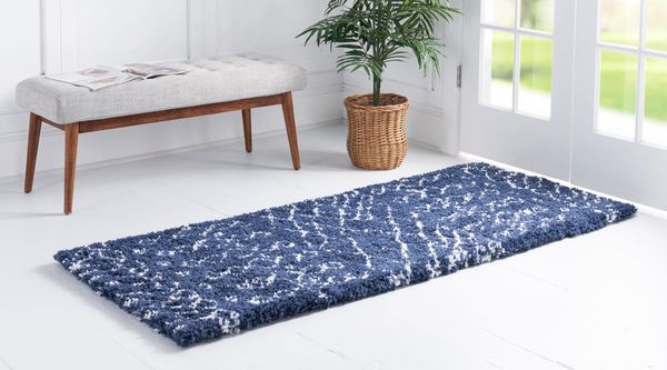 Teppich "MARA Shaggy" Läufer Marineblau 80x185 cm