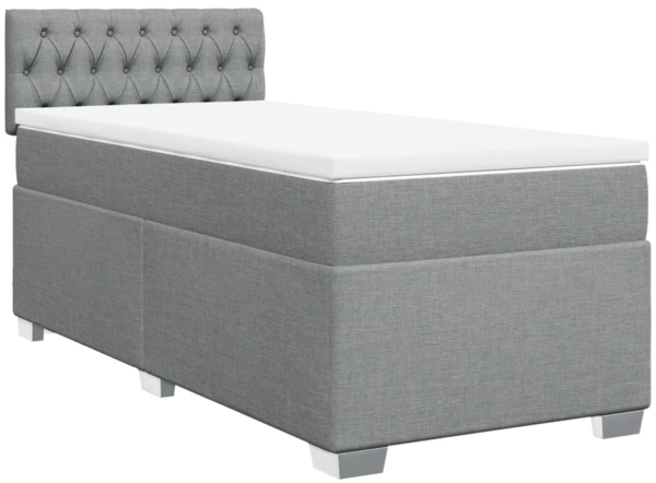 vidaXL Boxspringbett mit Matratze Hellgrau 100x200 cm Stoff 3285806
