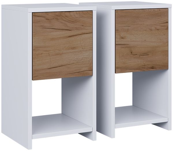 Nachttisch Evo Weiß/Goldkraft Eiche 2er Set Vicco