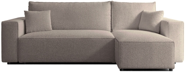 Selsey 'Scarlo' Ecksofa mit Schlaffunktion, Stauraum und Bouclé-Bezug, hellbraun, 83 x 244 x 145 cm