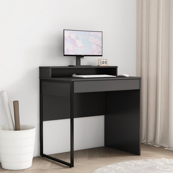 OTTO home Schreibtisch Moid, Computertisch in modernem Design, Breite 80 cm, mit Schublade, Kabeldurchlass & Metallkufe