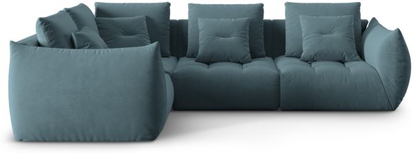 Micadoni Ecksofa Bloom 4-Sitzer Links Samt Pastellblau