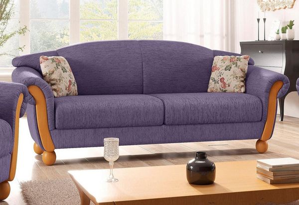 Home affaire 3-Sitzer Milano, bequemes Sofa mit geschwungenen Armlehnen, Landhaus-Stil