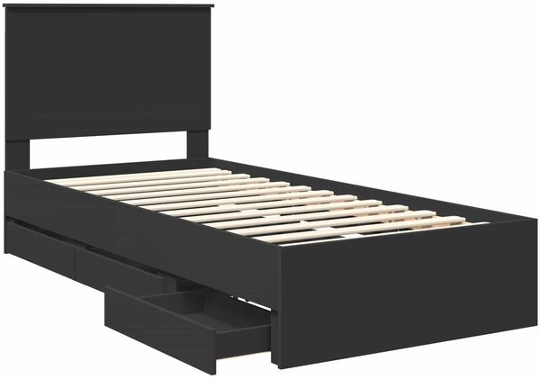 vidaXL Bettrahmen mit Schubladen Schwarz 75 x 190 cm Ingenieurs Holz 3409511 Bild 5