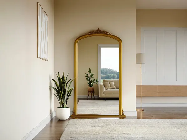 Vente-unique - MERRY Spiegel Holz, Platte Gold - B 5 cm x H 190 cm x L 120 cm