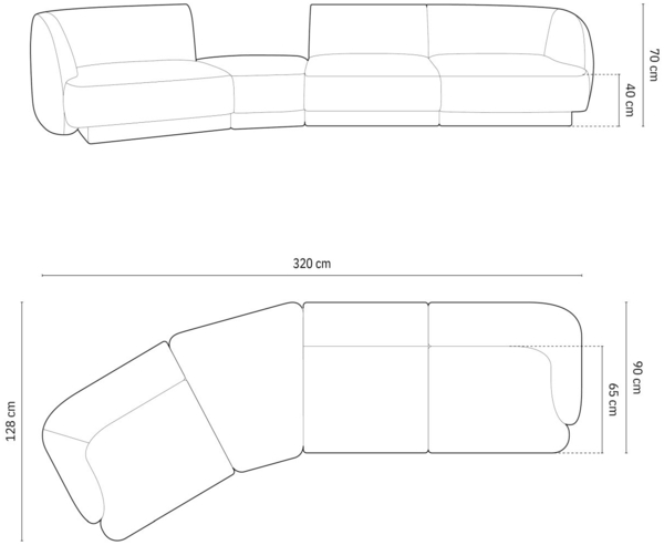 Micadoni Modulares Sofa Miley 4-Sitzer Links Samtstoff Bluvel Gelb Bild 6