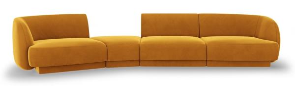 Micadoni Modulares Sofa Miley 4-Sitzer Links Samtstoff Bluvel Gelb