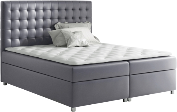 99rooms Fortuna Boxspringbett Velours 180x200 cm Dunkelgrau Bild 2