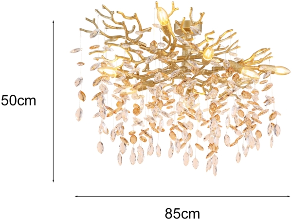 Große Deckenleuchte QUEENA Gold 7-flammig Glas Kristall 2-farbig, Breite 85cm Bild 4