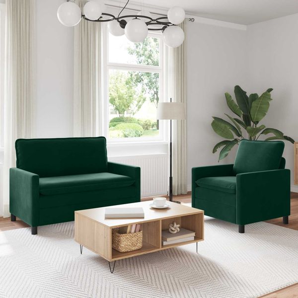vidaXL Sofa Set 2 pcs Dunkelgrün Samt 3417027