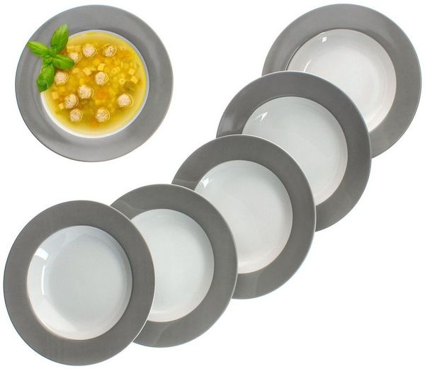 MamboCat Suppenteller MamboCat 6er Set Variant Grau Suppenteller Ø 21,5 cm