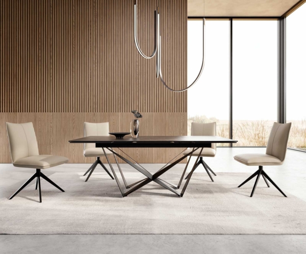 Esstisch Edge 200-300x100 Keramik Laminam®Noir Desir Braun Spider Flachstahl Schwarz ausziehbar Bild 5