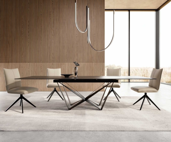 Esstisch Edge 200-300x100 Keramik Laminam®Noir Desir Braun Spider Flachstahl Schwarz ausziehbar Bild 2