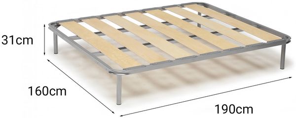 Dmora Alisto-Doppelbettgestell, orthopädisches Untergestell mit breiten Lattenrosten, 100 % Made in Italy, 160 x 190 x 31 cm Bild 3