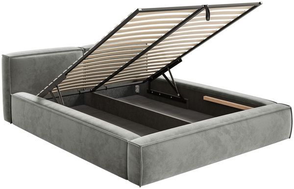 Selsey 'Tilves Slim'Polsterbett 180x200 mit Bettkasten und Lattenrost, Velours, grau Bild 4