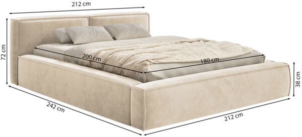 Selsey 'Tilves Slim'Polsterbett 180x200 mit Bettkasten und Lattenrost, Velours, grau Bild 5