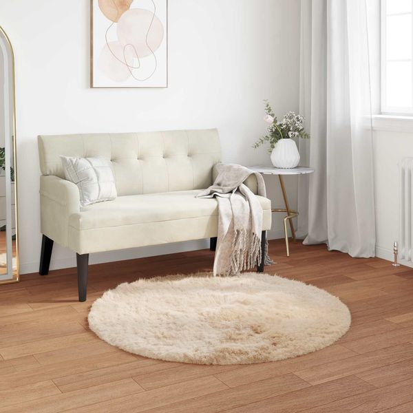 vidaXL Teppich aus Kunstschaffell TAFALLA Beige Ø 100 cm Polyester 42021492