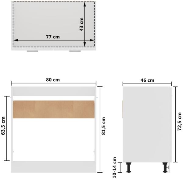 vidaXL Spülenunterschrank Lyon Weiß 80x46x81,5 cm Holzwerkstoff 801196 Bild 7