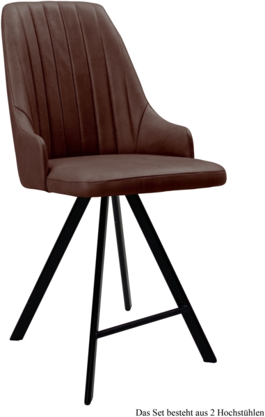 Thekenstuhl drehbar (2er-Set) Diannah 52 x 108 x 60 Schwarz/Braun