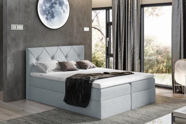 99rooms Arian Boxspringbett Velours 200 x 200 cm Silber