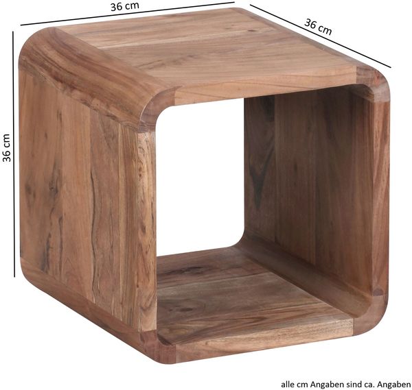 2er Set Satztisch BOHA Massivholz Design Couchtisch Akazie 2 Tische, Würfelregal-Set Braun, Wohnzimmertisch Massiv, Beistelltische Holz Landhaus Stil, Holztisch Wohnzimmer | Bild 5